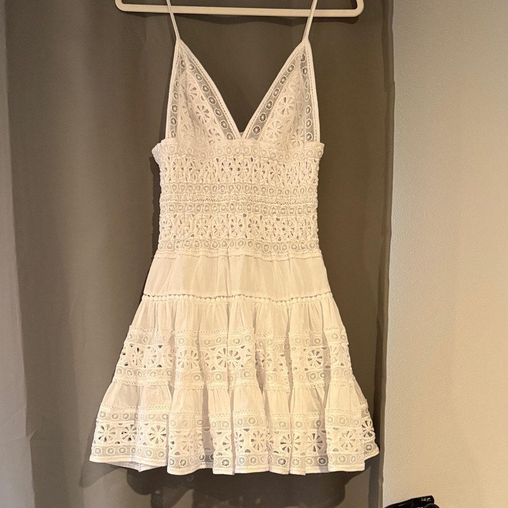 NWT White Eyelet Tiered Spaghetti Strap Mini Dress
